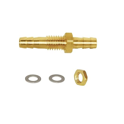 Joywayus 3/8" Hose Barb Bulkhead Fitting Thru-Bulk Head Hex Union Brass Fitting with Flat Washer Gasket Water/Fuel/Air (Pack of 5)