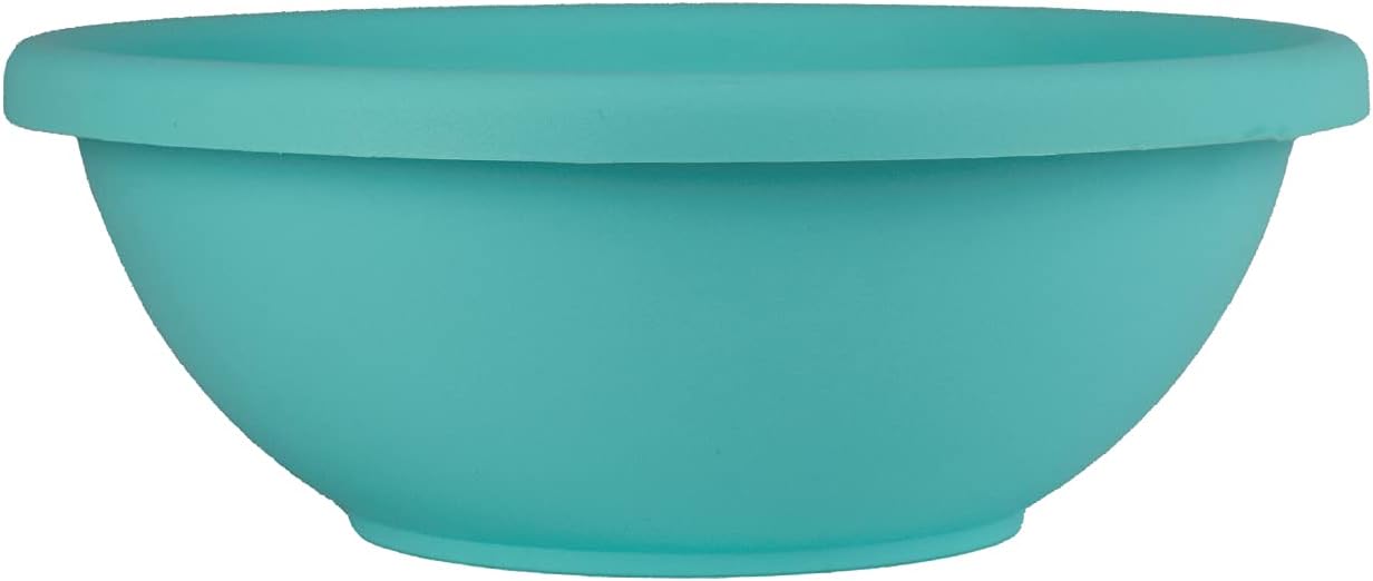 The HC Companies 24 Inch Large Garden Bowl Planter - Shallow Plant Pot with Drainage Plug for Indoor Outdoor Flowers, Herbs, Teal