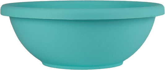 The HC Companies 24 Inch Large Garden Bowl Planter - Shallow Plant Pot with Drainage Plug for Indoor Outdoor Flowers, Herbs, Teal