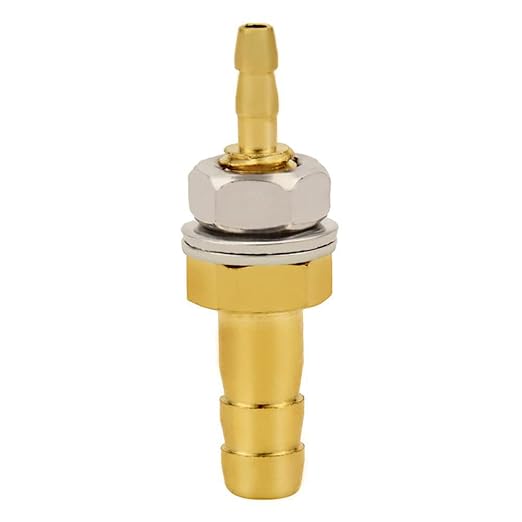 Joywayus 1/8''× 1/4'' Reducer Hose Barb Thru-Bulk Head Hex Union Brass Fitting with Flat Washer Gasket Water/Fuel/Air