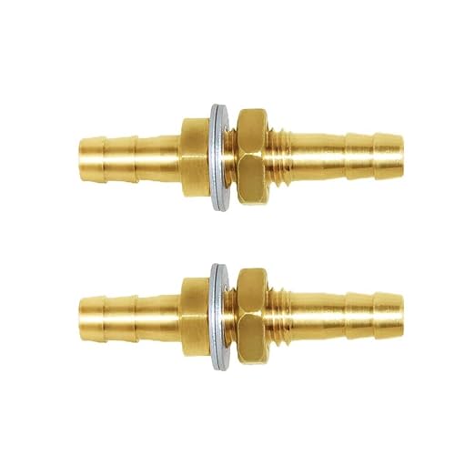 Joywayus 3/8" Hose Barb Bulkhead Fitting Thru-Bulk Head Hex Union Brass Fitting with Flat Washer Gasket Water/Fuel/Air (Pack of 2)