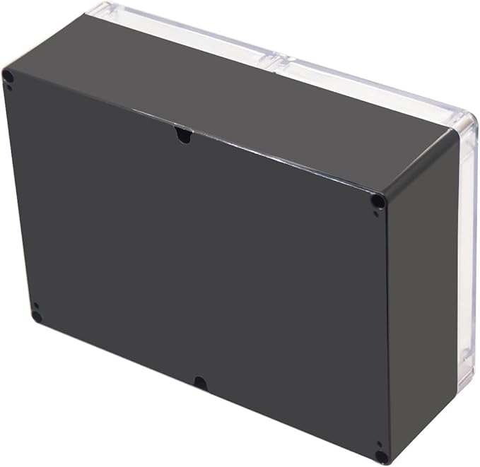 Project Box IP65 Waterproof Junction Box ABS Plastic Black Electrical Boxes DIY Electronic Project Case Power Enclosure Clear Cover 10.35“x7.17”x3.74“