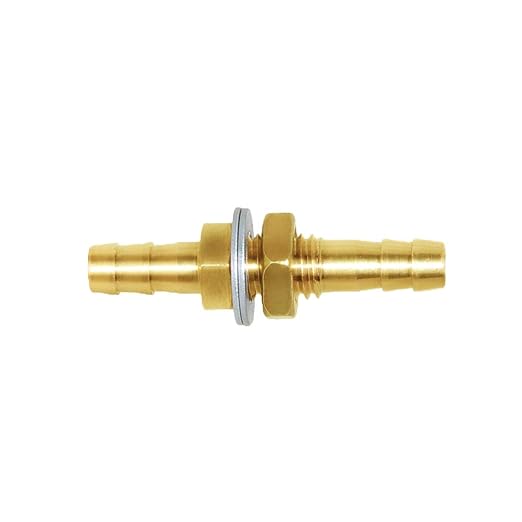 Joywayus 5/16'' Hose Barb Thru-Bulk Head Hex Union Brass Fitting With Flat Washer Gasket Water/Fuel/Air