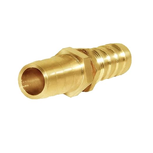 Joywayus 5/8'' Hose Barb Thru-Bulk Head Hex Union Brass Fitting with Flat Washer Gasket Water/Fuel/Air