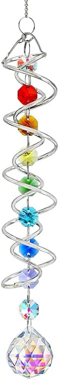 H&D HYALINE & DORA Sun Catchers for Windows,Crystal Sun Catcher with Seven Chakra Beads,Decorative Wind Spinner Tail Suncatcher for Indoor Christmas Decoration 20.5in