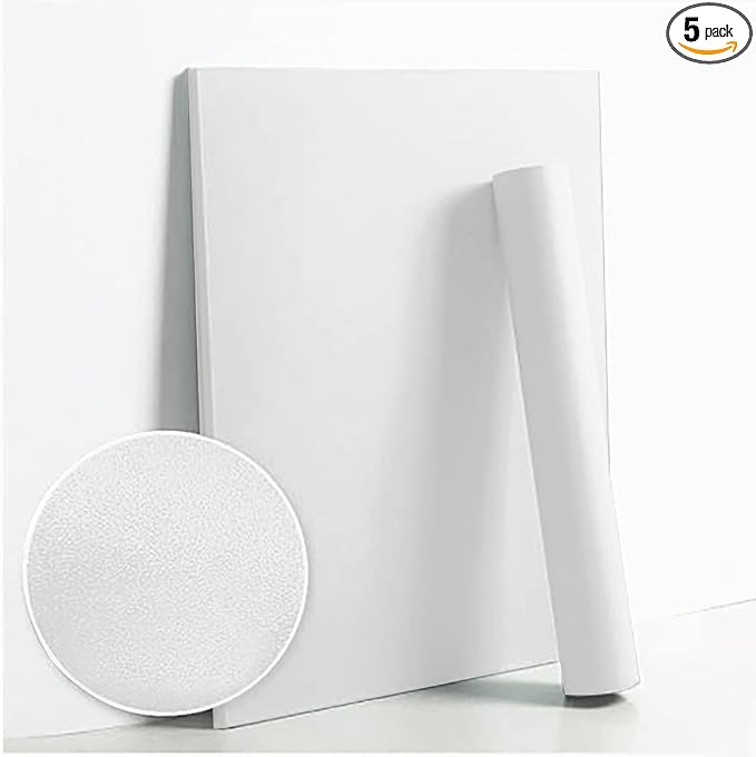 Dimoon 394''x23.6'' White Thicken Peel and Stick Wallpaper Contact Paper Modern Self Adhesive Wall Paper Removable Renter Friendly Textured Solid Color Shelf Vinyl Roll (394''x23.6'',White Thicken)