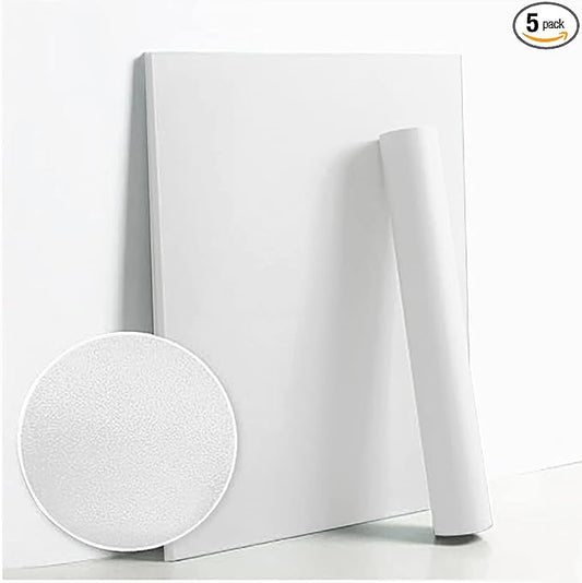 Dimoon 236''x23.6'' White Thicken Peel and Stick Wallpaper Contact Paper Modern Self Adhesive Wall Paper Removable Renter Friendly Textured Solid Color Shelf Vinyl Roll (236''x23.6'',White Thicken)