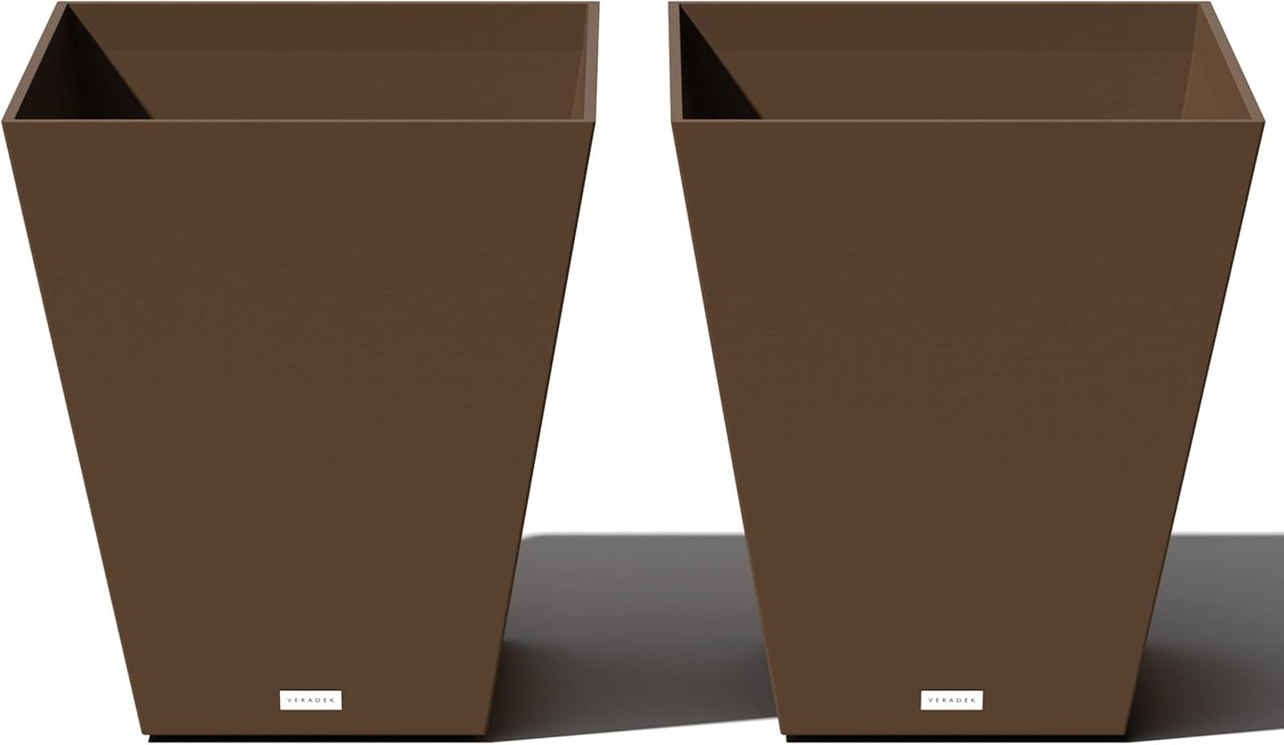 Veradek Pure Series Nobleton Plastic Planter - Large Pots for Indoor or Outdoor Porch/Patio | Durable All-Weather Use with Drainage Holes | Modern Planter Décor for Flowers, Shrubs, Trees