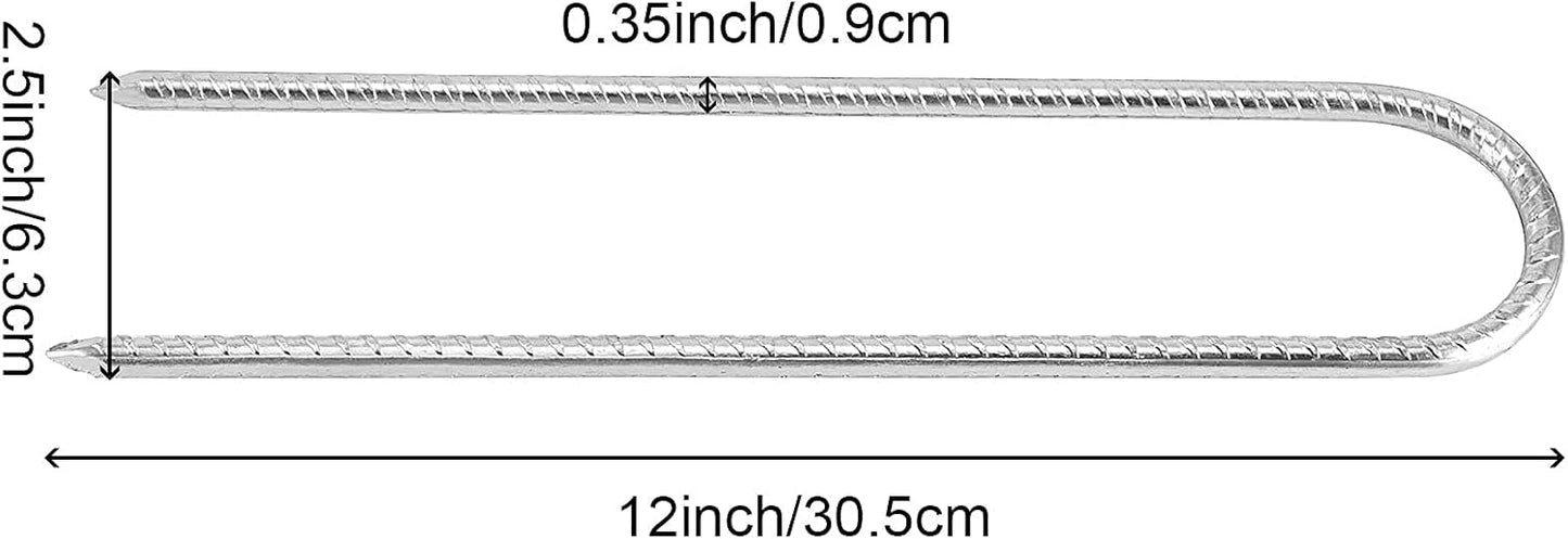 U Shaped Rebar Stakes, ZEONHAK 16 Pack 12 Inches Ground Anchors Tent Stakes, Heavy Duty Trampolines Wind Stakes for Camping Plants Landscape Fabric Stakes Artificial Turf