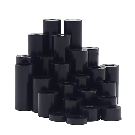 Metric OD 7mm ID 3.2mm Plastic Unthreaded Spacers(2mm to 30 mm) Assortment Kit for M3 Screws;Clearance Spacers;Round Spacers(Black)