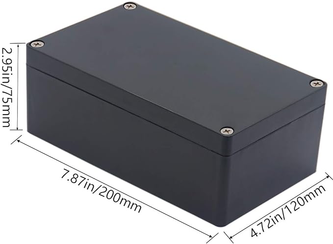 Project Box ABS Plastic Black Electrical Boxes IP65 Waterproof DIY Electronic Junction Box Power Enclosure 7.87 x4.72 x2.95 inch (200x120x75 mm)