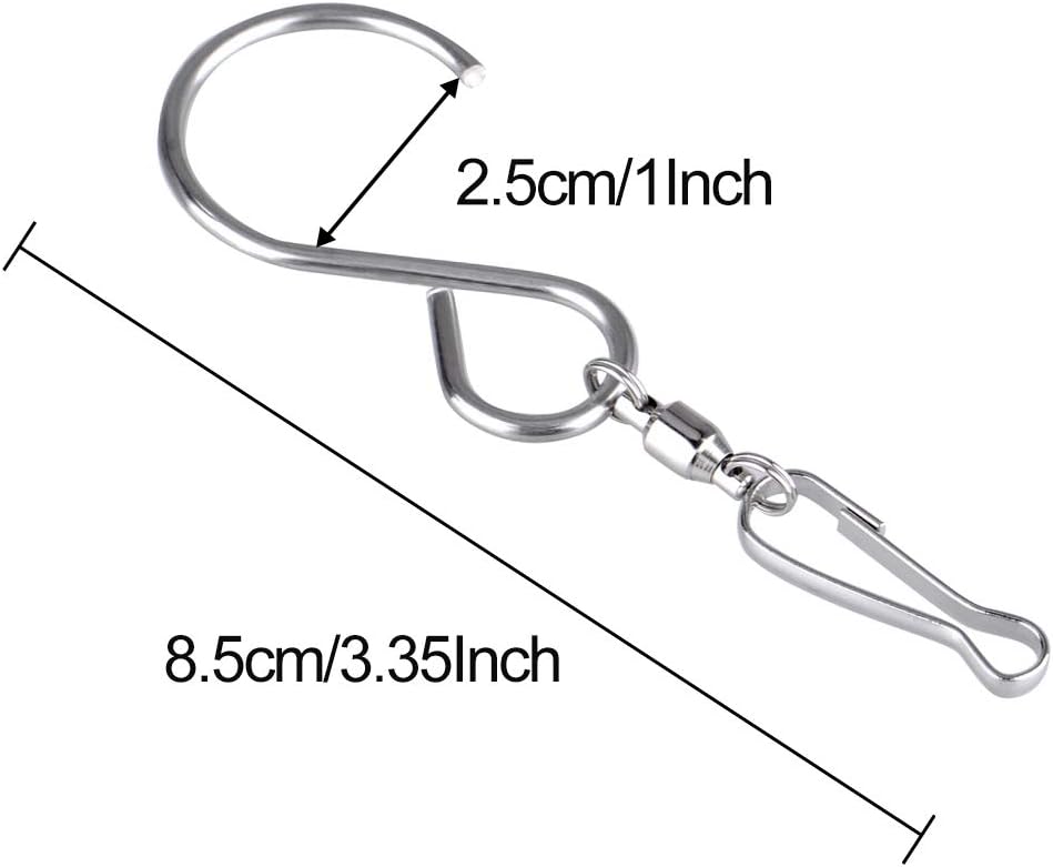 KUUQA 20 Pack Swivel Hooks Clips Wind Spinner S Hook Clips Hanging Wind Chimes Crystal Twisters Party Supplies (Silver)