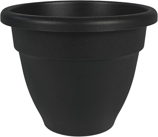 The HC Companies 10 Inch Caribbean Planter - Lightweight Indoor Outdoor Plastic Plant Pot for Herbs and Flowers, Black