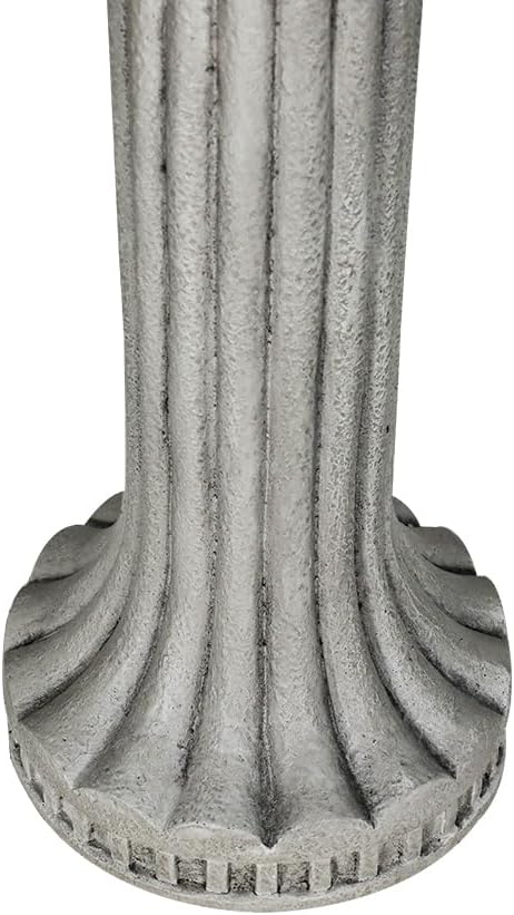 24 Inch Height Outdoor Bird Bath - Fibre Reinforced Concrete Large Bird Bath Stylish with Modern Pedestal for Garden, Patio, Backyard, Lawn - 16”W X 24”H Contemporary Birdbaths & Supports