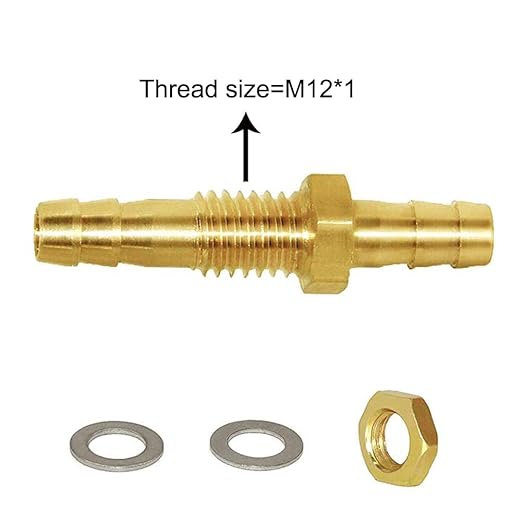 Joywayus 3/8" Hose Barb Bulkhead Fitting Thru-Bulk Head Hex Union Brass Fitting with Flat Washer Gasket Water/Fuel/Air (Pack of 5)