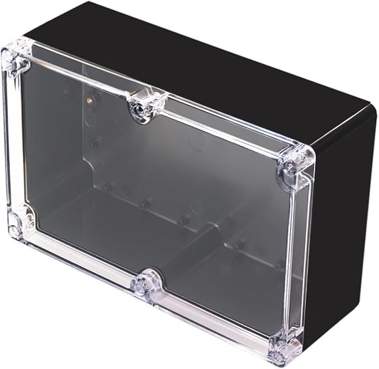 Project Box IP65 Waterproof Junction Box ABS Plastic Black Electrical Boxes DIY Electronic Project Case Power Enclosure Clear Cover 9.06"x5.91"x3.35"