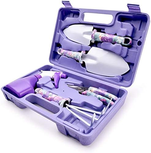 NARA CO 5 Pieces Garden Tool, Set Gardening Tools Gift Kit Non-Slip Handle with Anti-Rust Trowel, Cultivator, Pruning Shear, Water Sprayer