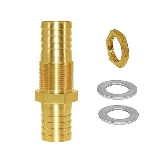 Joywayus 3/4'' Hose Barb Thru-Bulk Head Fuel Hex Union Fitting Intersection/Split Brass Water/Fuel/Air (Pack of 2)