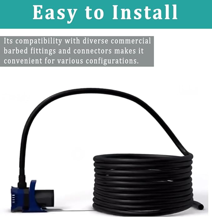 5/8" id - 10ft Black Vinyl Tubing Flexible PVC Tube Hybrid Hose Transfer Water Fuel Gas for Pond Fountain Garden Waterfall, Durable and Safe, with 2 Hose Clamps