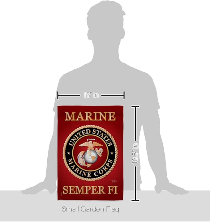 US Marine Corps Garden Flag Decor USMC Semper Fi Armed Forces Official United State Decorations Yard Military Memorabilia Banner Remembrance Wall Tapestry Retire Veteran Memorial Day Gifts Made In USA