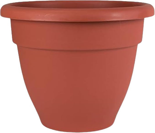 The HC Companies 12 Inch Caribbean Planter - Lightweight Indoor Outdoor Plastic Plant Pot for Herbs and Flowers, Clay