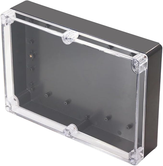 Project Box IP65 Waterproof Junction Box ABS Plastic Black Electrical Boxes DIY Electronic Project Case Power Enclosure Clear Cover 10.35“x7.17”x2.36“