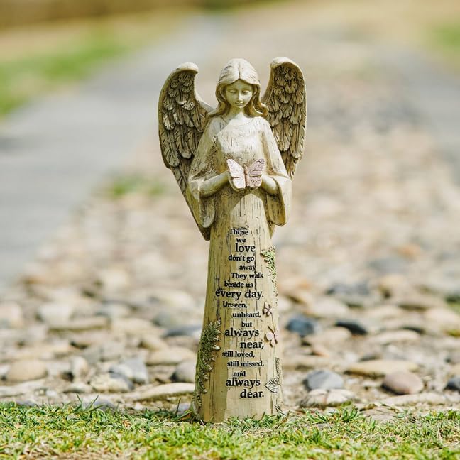 DUSVALLY Angel Statue, Garden Angel Figurines, Outdoor Sculptures and Statues, Praying Angel Resin, Statuary Garden Yard Décor Angel Collectible Sculptures, 10" H, Butterfly