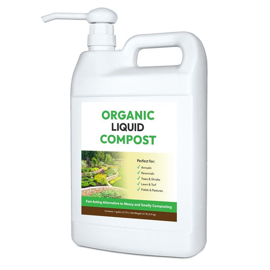 Organic Liquid Compost + Pump: Fast-Acting Alternative to Messy and Smelly Composting | Perfect for Brewing Compost Teas (1 Gallon + Pump, Treats Up to 20,000 Sq.Feet)