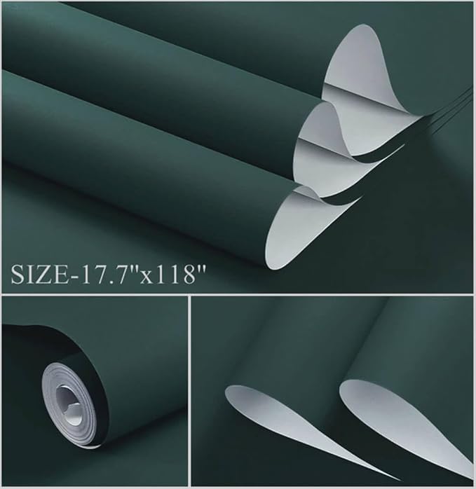 Dimoon 236''x17.7'' Green Peel and Stick Wallpaper Contact Paper Modern Self Adhesive Wall Paper Removable Renter Friendly Textured Solid Color Shelf Cabinet Vinyl Roll (236''x17.7'',Palegreen)