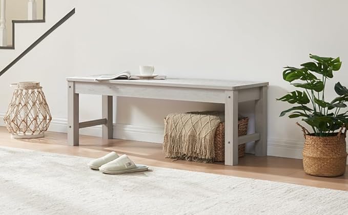 Psilvam 2-Person Outdoor Poly Lumber Patio Backless Bench, Fade-Resistant & Odor-Free Poly Lumber Patio Furniture, Weatherproof, Suitable for Garden, Porch and Park, 700 Lbs Support (2pcs, Grey)