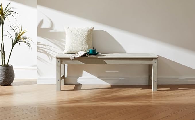 Psilvam 2-Person Outdoor Poly Lumber Patio Backless Bench, Fade-Resistant & Odor-Free Poly Lumber Patio Furniture, Weatherproof, Suitable for Garden, Porch and Park, 700 Lbs Support (2pcs, Grey)