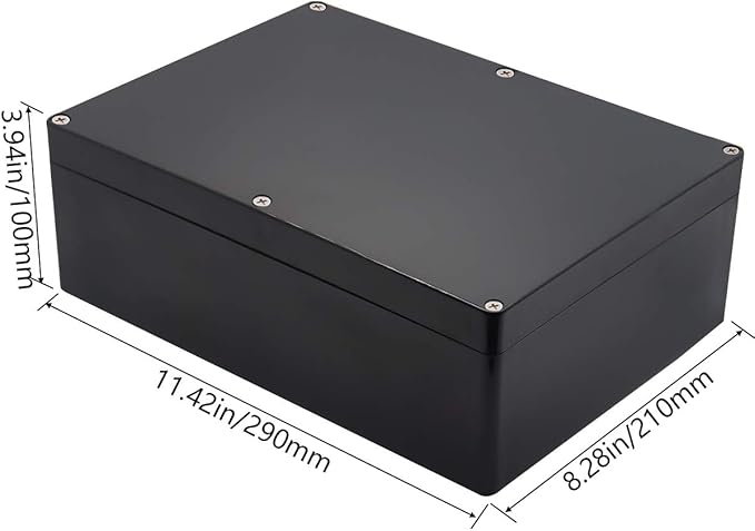 Project Box IP65 Waterproof Junction Box ABS Plastic Black Electrical Boxes DIY Electronic Project Case Power Enclosure 11.42x8.27x3.94 inch (290x210x100 mm)