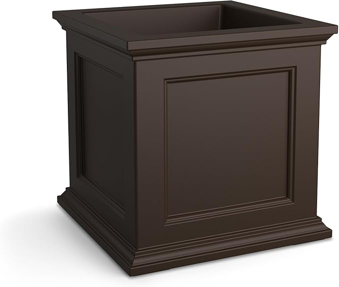 Mayne Fairfield 20-Inch Square Planter – Self-Watering, Weather-Resistant Planter for Flowers – Durable Outdoor Design for Patio, Porch, or Entryway