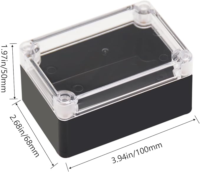 Project Box IP65 Waterproof Junction Box ABS Plastic Black Electrical Boxes DIY Electronic Project Case Power Enclosure Clear Cover 3.94"x2.68"x1.97"(2Pcs)
