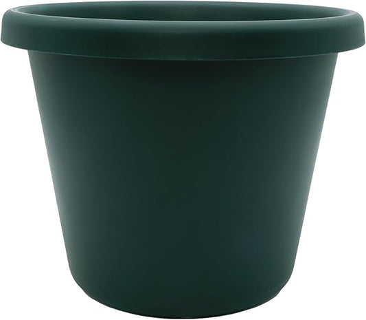 The HC Companies 8.5 Inch Round Classic Planter - Plastic Plant Pot for Indoor Outdoor Plants Flowers Herbs, Evergreen