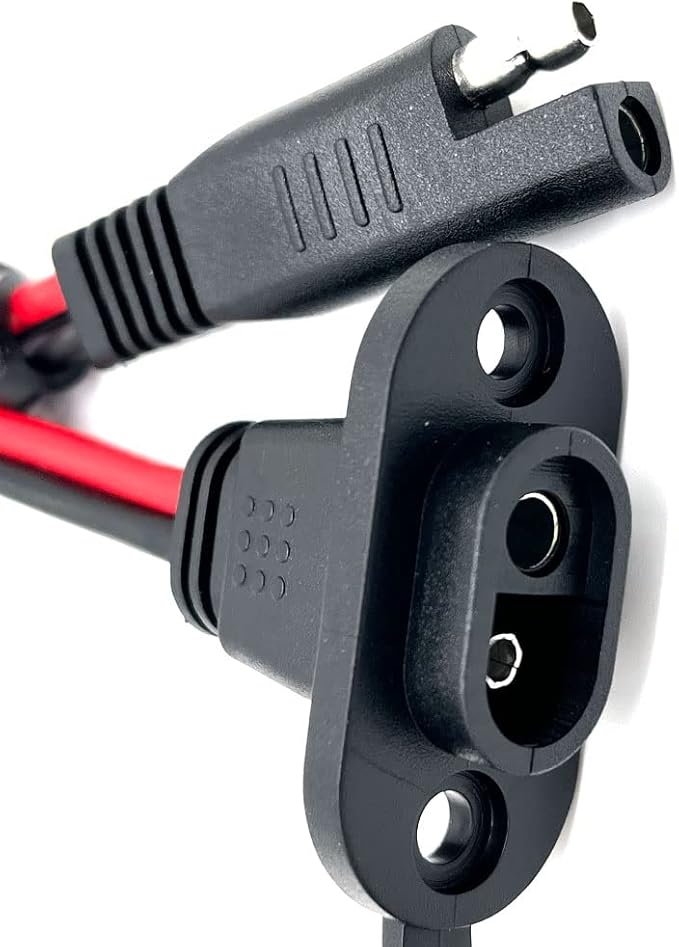 SAE Socket Sidewall Port - Solar Panel Mount with SAE Quick Disconnect Universal Flush-Mountable Connector for Solar Generator Battery Charger with 2 Mounting Screws (SAE Cable)