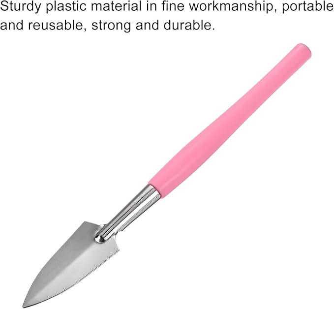 MECCANIXITY Gardening Tools 3 Pack Iron Spade Rake Transplanting Plants Care Digging Kits, Pink