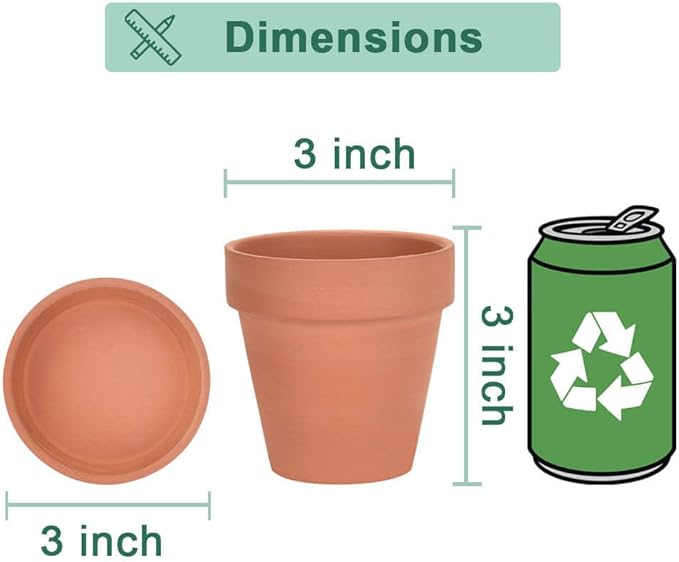 vensovo 3 inch Terracotta Clay Pots for Plants with Saucer - 12 Pack Small Terra Cotta Planter Great for Garden Windowsill Indoor & Outdoor Wedding Favors Gifts