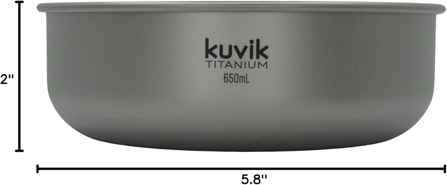 Kuvik Titanium Bowl 650ml (22 oz) - Ultralight and Compact Bowl for Backpacking, Camping, and Survival