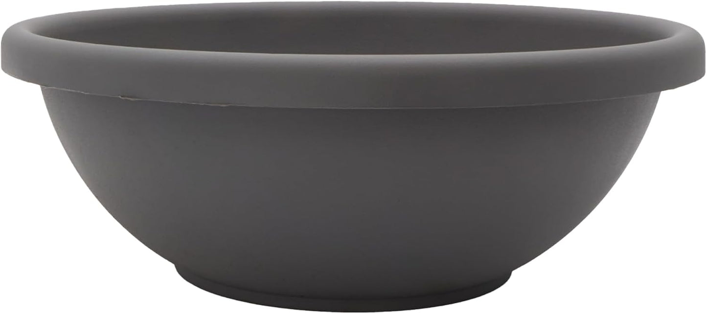 The HC Companies Shallow Planter with Drainage - Contemporary Garden Bowl Planter for Flowers, Herbs & More - Round Succulent Planter Pot for Indoors and Outdoors (24" Warm Gray, Pack of 1)