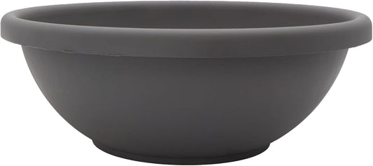 The HC Companies Shallow Planter with Drainage - Contemporary Garden Bowl Planter for Flowers, Herbs & More - Round Succulent Planter Pot for Indoors and Outdoors (24" Warm Gray, Pack of 1)