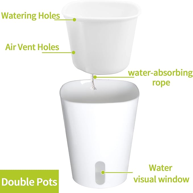 3" Self Watering Pots,10 Sets Self Watering Planter Pots for Indoor Plants with Water Level Indicator and Multiple Vents,Self Watering Planters,Self Watering Plant Pot for House Plants,Flowers,Herbs