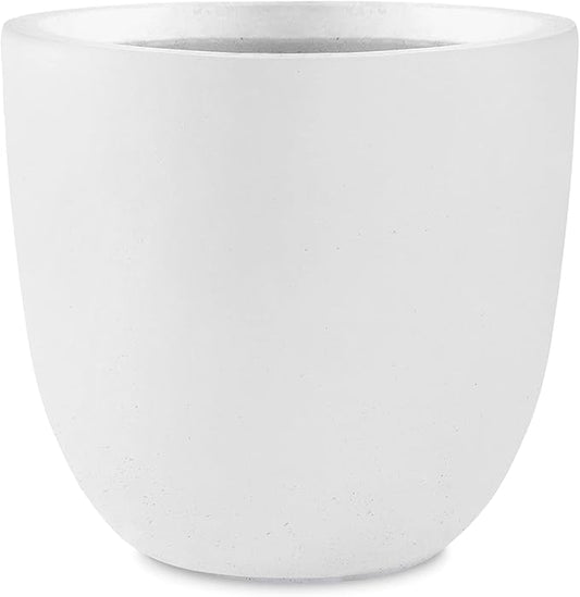 Kante 18 Inch Dia Round Concrete Planter, Indoor Outdoor Large Plant Pot with Drainage Hole and Rubber Plug for Home Patio Garden, Pure White