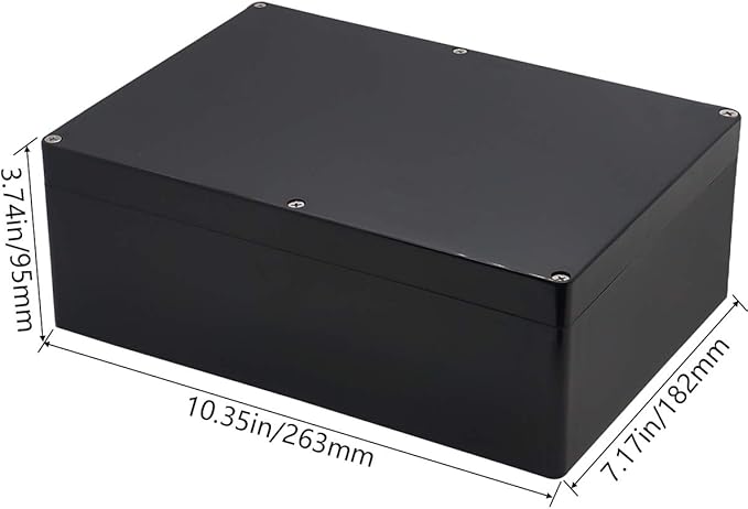 Project Box IP65 Waterproof Junction Box ABS Plastic Black Electrical Boxes DIY Electronic Project Case Power Enclosure 10.35x7.17x3.74 inch(263x182x95 mm)