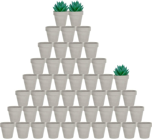 vensovo 48 Pcs 2" Tiny Terracotta & Terra Cotta Pots with Drainage - Grey Small Mini Clay Ceramic Pottery Planter Ideal for Indoor/Outdoor Plants, Crafts, Wedding Favors
