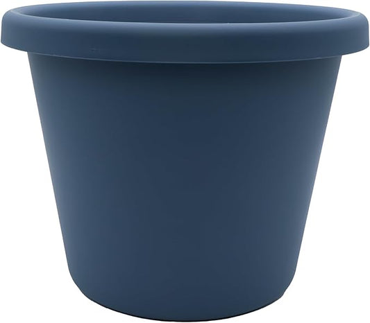 The HC Companies 11.5 Inch Round Classic Planter - Plastic Plant Pot for Indoor Outdoor Plants Flowers Herbs, Slate Blue