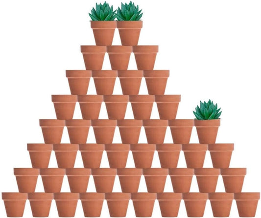 vensovo 48 Pcs 2" Tiny Terracotta & Terra Cotta Pots with Drainage - Small Mini Clay Ceramic Pottery Planter Ideal for Indoor/Outdoor Plants, Crafts, Wedding Favors