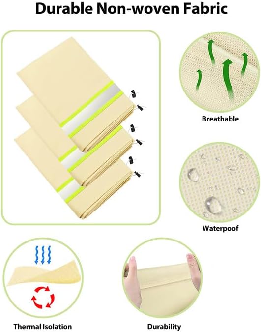 Plant Cover Freeze Protection,3 Packs 47"x72" 3 oz/yd² Thicken with Reflective Strip Frost Cloth Blankets for Trees Drawstring Bag Reusable with Zipper for Potted Winter Cold Weather Garden