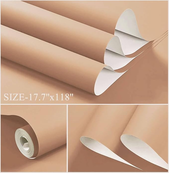 Dimoon 236''x17.7'' Orange Peel and Stick Wallpaper Contact Paper Modern Self Adhesive Wall Paper Removable Renter Friendly Textured Solid Color Shelf Cabinet Vinyl Roll (236''x17.7'',Coral Orange)