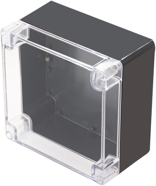 Project Box IP65 Waterproof Junction Box ABS Plastic Black Electrical Boxes DIY Electronic Project Case Power Enclosure Clear Cover 6.3"x6.30"x3.54"
